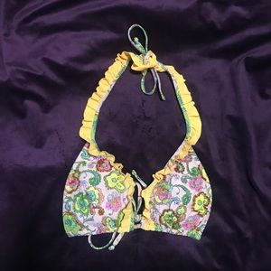 Babalu Yellow Ruffle Trim Bikini Top Size 36